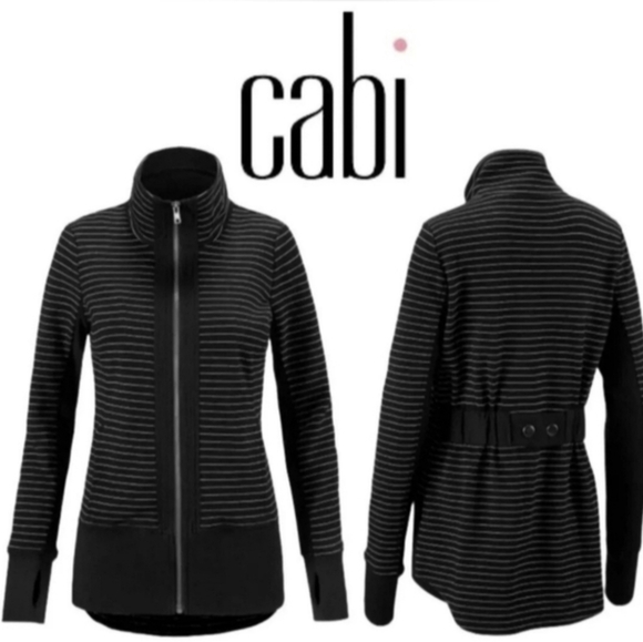 Cabi Sporty Striped Sprint Jacket With Pockets Style# 3378 - Picture 2 of 9